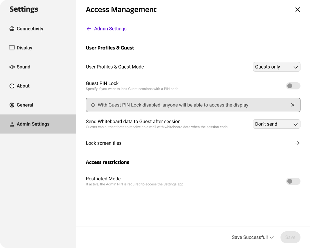 i3Connect Settings - Access Management - Guests only - No PIN.png